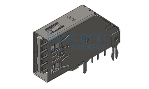 USB 3.0 AF 侧插 小鱼叉脚 端子DIP L=25.70 反向胶芯 平口 LCP蓝胶 不锈钢外壳