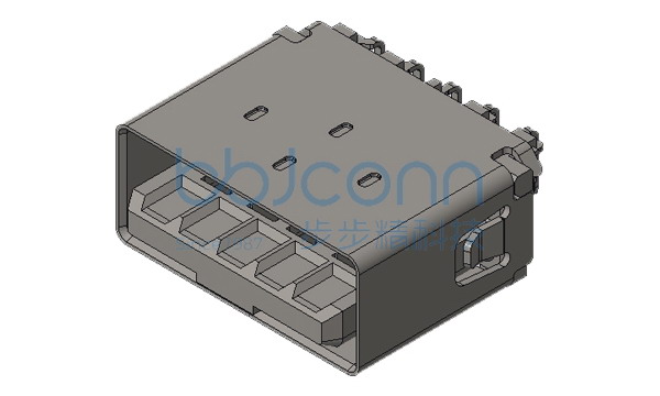 USB 3.0 AF 90度 反向沉板 舌片外露0.67 端子DIP L=9.87 CH=0.15 平口 外壳无脚 端子脚长1.35 背面带凸包 铁壳 编带