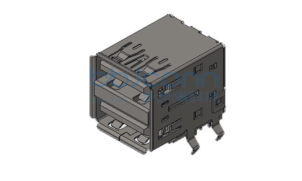 USB 3.1 AF 90度 双层 外壳四脚DIP 端子DIP L=17.50 外壳脚距13.14 卷边 镀金足1u 不锈钢外壳 盒装