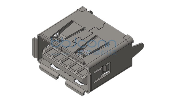 USB 3.0 A母 180度 DIP 两脚插 直脚 卷边 铜壳 LCP蓝胶 H=11.50 盒装