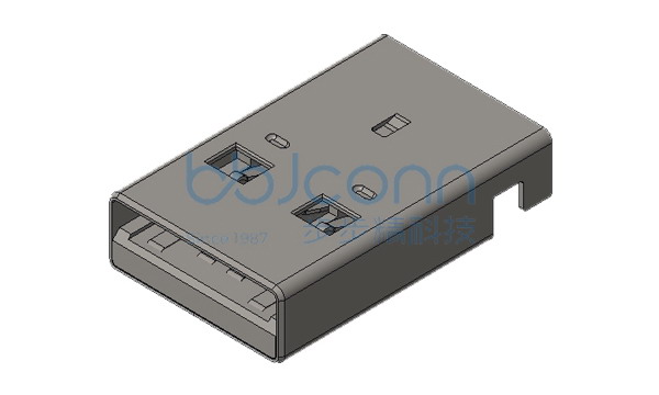 USB 3.0 公头 90度 L=18.8 沉板2.59 直脚 端子SMT 带柱 LCP黑胶 不锈钢外壳 编带
