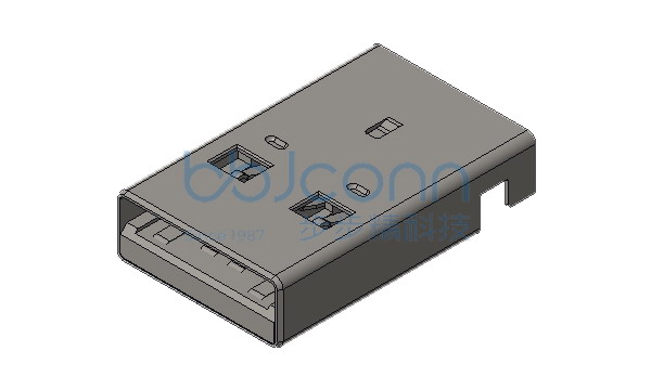USB 3.0 公头 90度 L=18.8 沉板2.59 直脚 端子SMT 带柱 LCP黑胶 铁壳 编带