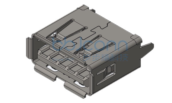 USB 3.0 A母 180度 DIP 两脚插 直脚 卷边 铜壳 LCP黑胶 H=11.50 编带