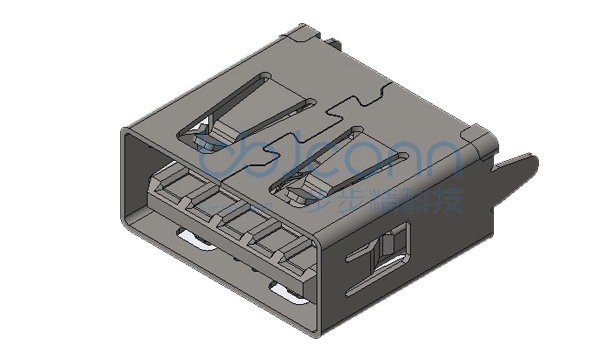 USB 3.0 A母 180度 DIP 两脚插 直脚 平口 不锈钢外壳 LCP蓝胶 H=11.50 盒装