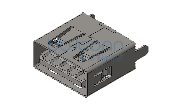 USB 3.0 A母 180度 DIP 两脚插 直脚 平口 不锈钢外壳 LCP蓝胶 H=12.0 盒装