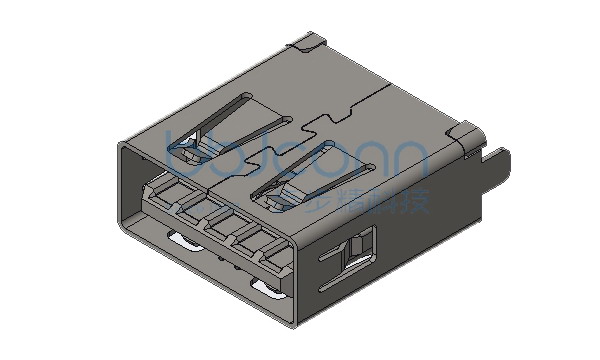 USB 3.0 A母 180度 DIP 两脚插 直脚 平口 不锈钢外壳 LCP蓝胶 H=13.70 盒装
