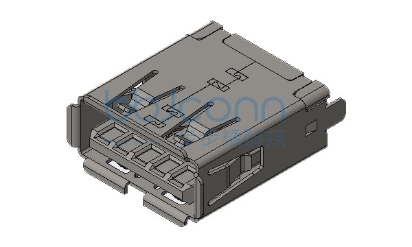 USB 3.0 A母 180度 DIP 两脚插 直脚 外壳脚长1.7 卷边 不锈钢外壳 LCP蓝胶 H=14.80 盒装