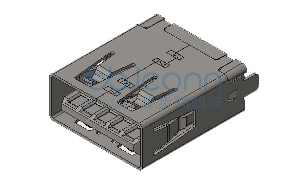 USB 3.0 A母 180度 DIP 两脚插 直脚 外壳脚长1.7 平口 不锈钢外壳 LCP蓝胶 H=14.80 盒装