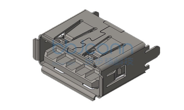 USB 3.0 A母 180度 DIP 两脚直插 卷边 不锈钢外壳 LCP橙胶 H=10.20 盒装