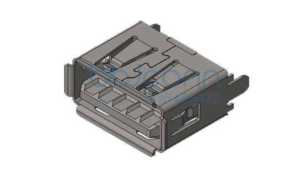 USB 3.0 A母 180度 DIP 两脚直插 卷边 不锈钢外壳 LCP蓝胶 H=10.20 盒装