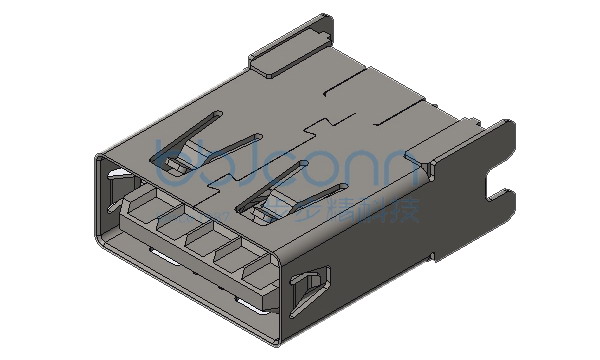 USB 3.0 A母 180度 DIP 四脚插 GEN2版过10G 平口 不锈钢外壳 PA9T蓝胶 锡脚1.40 H=15.05 加盖编带