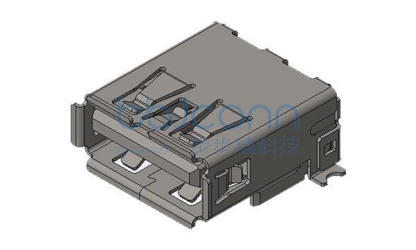 USB 3.0 AF 90度 短体 端子SMT 两脚贴 带柱 卷边 L=14.45 铜壳 编带