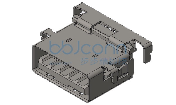 USB 3.0 A母 90度 短体 反向沉板 四脚插 端子DIP 沉板5.1 L=12.50 平口 LCP蓝 不锈钢外壳 编带