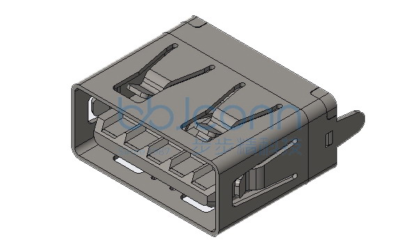 USB 3.0 AF 180度 H=10.50 两脚直插 端子DIP 平口 LCP黑胶 不锈钢外壳 编带