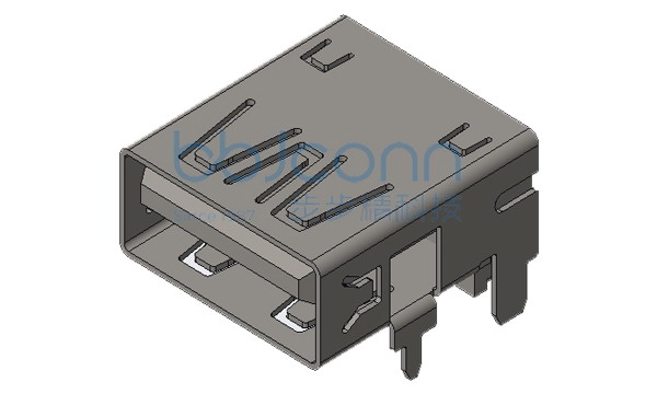 USB 3.0 AF 90度 L=14.25 H=7.0 四脚插 端子SMT 平口 LCP蓝胶 铜壳