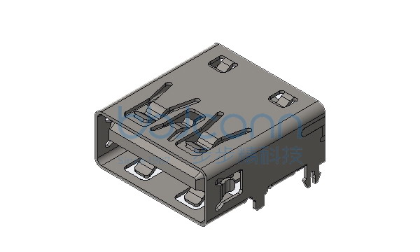 USB 3.0 AF 180度 弯脚 H=13.75 LCP蓝胶 不锈钢外壳 平口 DIP 盒装