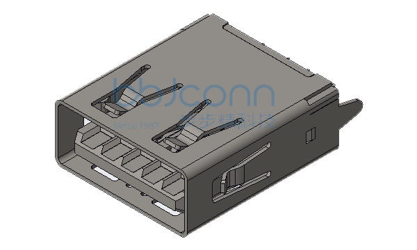USB 3.0 AF 180度 H=15.0 直脚 直插 端子DIP 平口 LCP蓝胶 不锈钢外壳