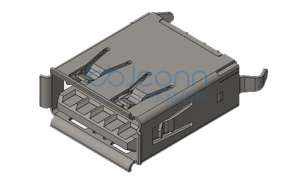 USB 3.0 AF 180度 H=15.0 弯脚 LCP 蓝胶 卷边 不锈钢外壳 DIP