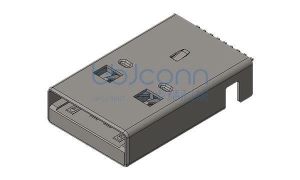 USB 3.0 公头 90度 直脚 端子(SMT) L=18.75 沉板2.55 无柱 平口 LCP蓝胶 铁壳