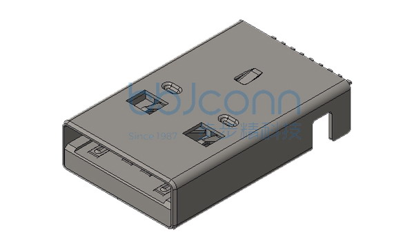 USB 3.0 公头 90度 直脚 端子(SMT) L=18.75 沉板2.55 带柱 平口 LCP蓝胶 铁壳
