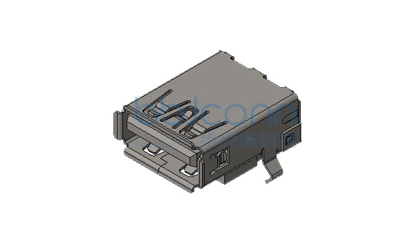 USB 3.0 AF 90度 L=16.70 H=6.96 后两脚插 弯脚 端子DIP 端子脚长2.10 卷边 LCP蓝胶 铁壳