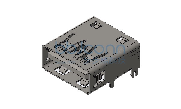USB 3.0 AF 90度 四脚插 端子DIP 镀金15u L=13.70 平口 LCP蓝胶 不锈钢外壳