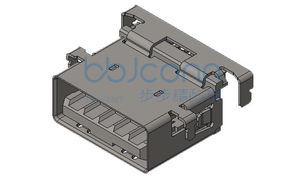 USB 3.0 AF 四脚插 端子DIP 端子镀金1U 反向沉板5.10 L=12.50 平口 LCP蓝胶 不锈钢外壳 编带