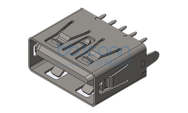 USB 3.0 AF 180度 H=10.0 直脚 直插 端子DIP 平口 LCP蓝胶 铁壳 端子镀金15u