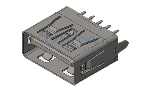 USB 3.0 AF 180度 H=10.50 两脚直插 端子DIP 平口 LCP蓝胶 不锈钢外壳 盒装