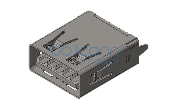 USB 3.0 AF 180度 H=15.0 直脚 直插 端子DIP 平口 LCP蓝胶 铁壳