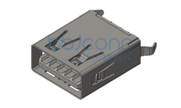 USB3.0 AF 180度 H15.0 弯脚 LCP蓝胶 平口 不锈钢 DIP