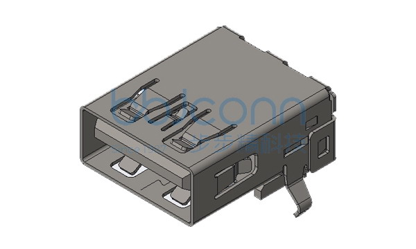 USB 3.0 AF 90度 后两脚弯插 端子DIP 平口 L=16.45 铁壳 PBT蓝胶 盒装