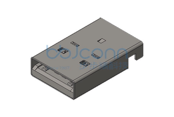 USB 3.0 公头 90度 L=18.75 沉板2.6 直脚 端子SMT 无柱 LCP蓝胶 铁壳 盒装