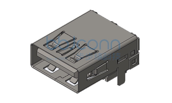USB 3.0 AF 180度 H=10.50 直脚 端子DIP 平口 LCP黑胶 不锈钢外壳 编带