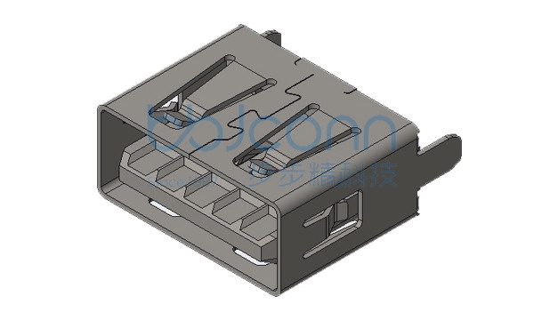 USB 3.0 A母 沉板2.26 SMT 两脚插+两脚贴 平口 铁壳有缺口 LCP蓝胶 L=14.25 盒装