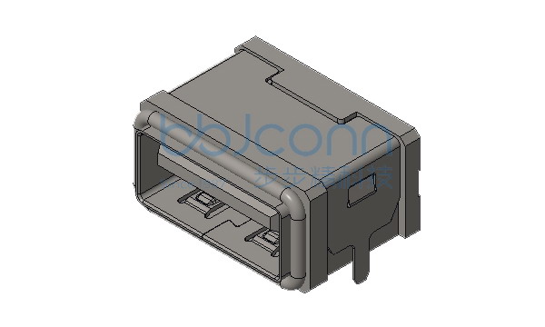 USB 2.0 防水母座 板上两脚插 L=11.40 带柱 端子DIP 平口 PA10T黑色 不锈钢外壳 IPX7