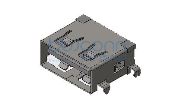 USB 2.0 AF 90度L=11.05 四脚插沉板1.1（端子DIP）平口 铁壳 LCP黑胶