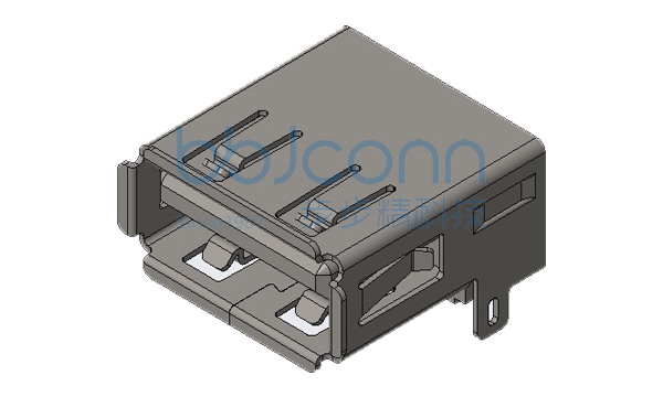 USB 2.0 AF 90度 后两脚直插 端子DIP 卷边 无后盖 L=13.8 铜壳 LCP白胶 编带
