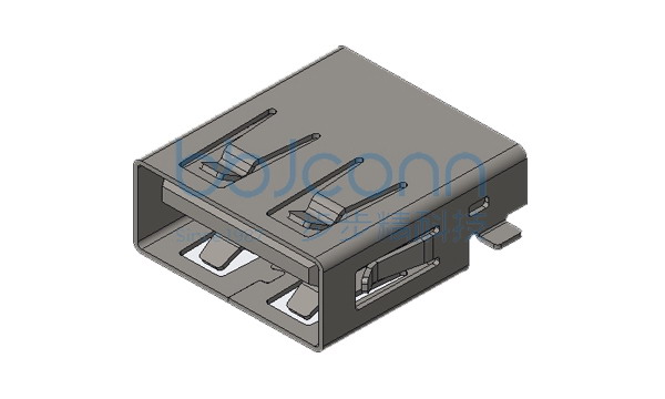 USB 2.0 AF 两脚贴片 端子SMT 沉板1.72 L=14.0 平口 PBT黑胶 铜壳