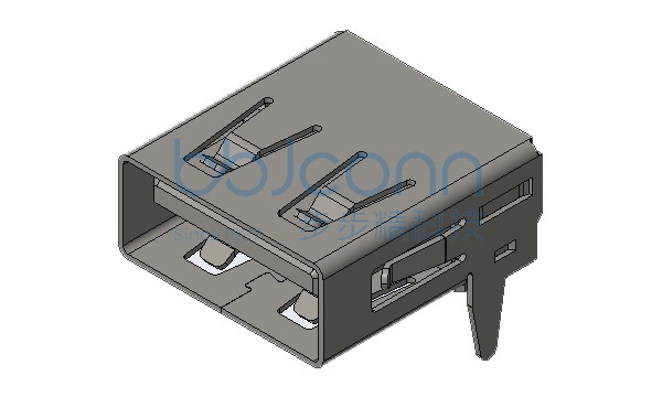 USB 2.0 AF 90度 L=14.0 H=6.30 后两脚插 一型直脚 端子DIP 无后盖 平口 PBT白胶 铁壳