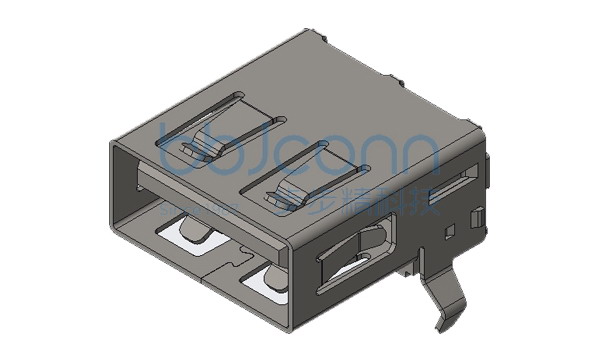 USB 2.0 AF 90度 L=14.03 H=6.96 后两脚插弯脚 端子DIP 平口 PBT白胶 铜壳