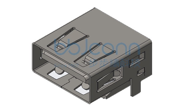 USB2.0 AF90度 后两脚插 DIP L=13.7 H=6.95 平口铜壳 LCP黑胶（山字）