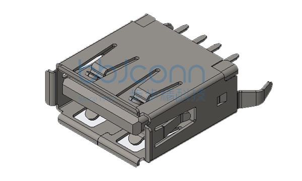 USB 2.0 AF 180度 两脚插 弯脚 H=13.0 端子DIP 卷边 PBT白胶 铁壳