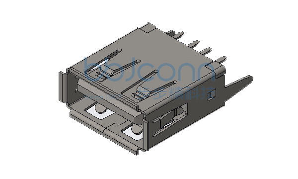 USB 2.0 AF 180度 H=13.70 直脚直插 端子DIP 卷边 PBT黑胶 铁壳