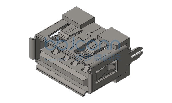 USB 2.0 AF 180度 H=10.0 两脚直插 端子DIP 卷边 PBT白胶 铜壳 盒装