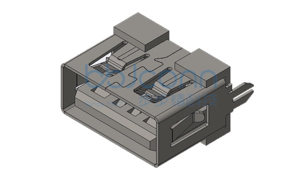 USB 2.0 AF 180度 H=10.0 直脚 直插 鱼叉脚 端子加宽 DIP 大电流5A 平口 PA9T黑胶 铁壳 盒装