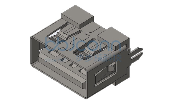 USB 2.0 AF 180度 H=10.0 直脚 直插 鱼叉脚 端子加宽 DIP 大电流5A 平口 PA9T黄胶 铁壳 盒装