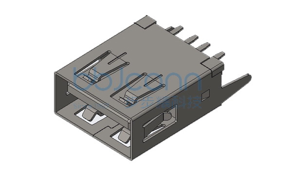 USB 2.0 AF 180度 H=15.3 两脚直插 端子DIP 平口 PBT黑胶 大电流（3A）铜壳