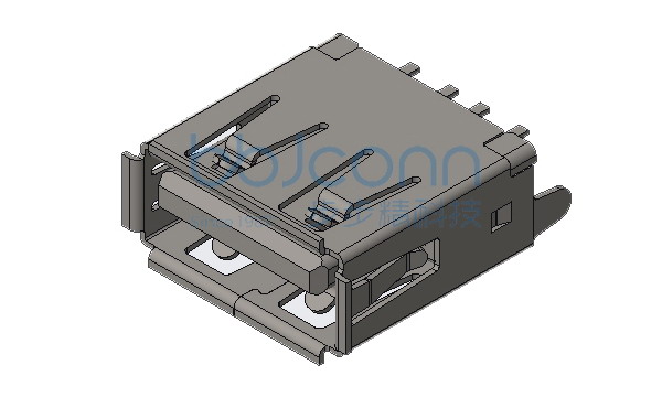 USB 2.0 AF 180度 直插直脚 H=13.0 端子DIP 卷边 LCP黑胶 铜壳 P脚和插脚长2.2mm 加盖编带