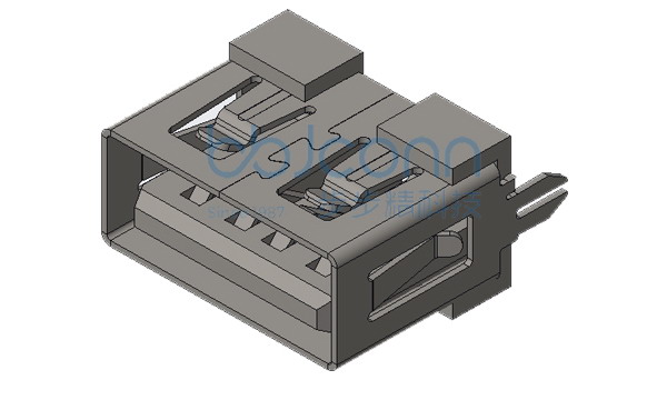 USB 2.0 AF 180度 直脚直插 端子DIP H=10.0 平口 LCP黑胶 铁壳 编带